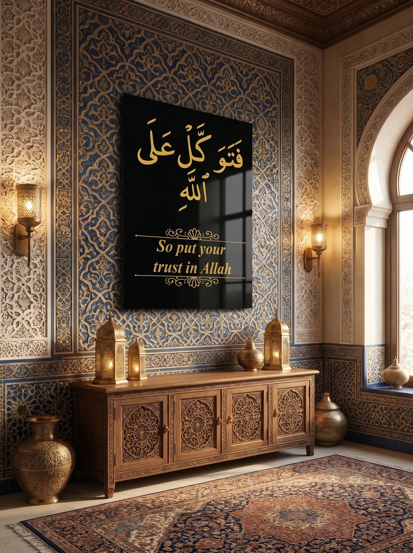 Premium Acrylic Islamic Wall Art – “Put Your Trust in Allah”
