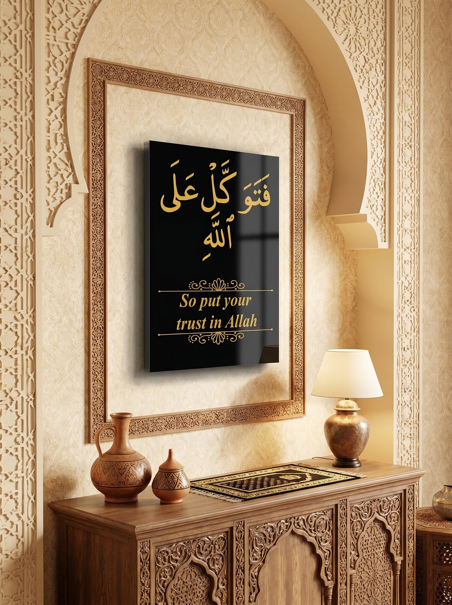 Premium Acrylic Islamic Wall Art – “Put Your Trust in Allah”