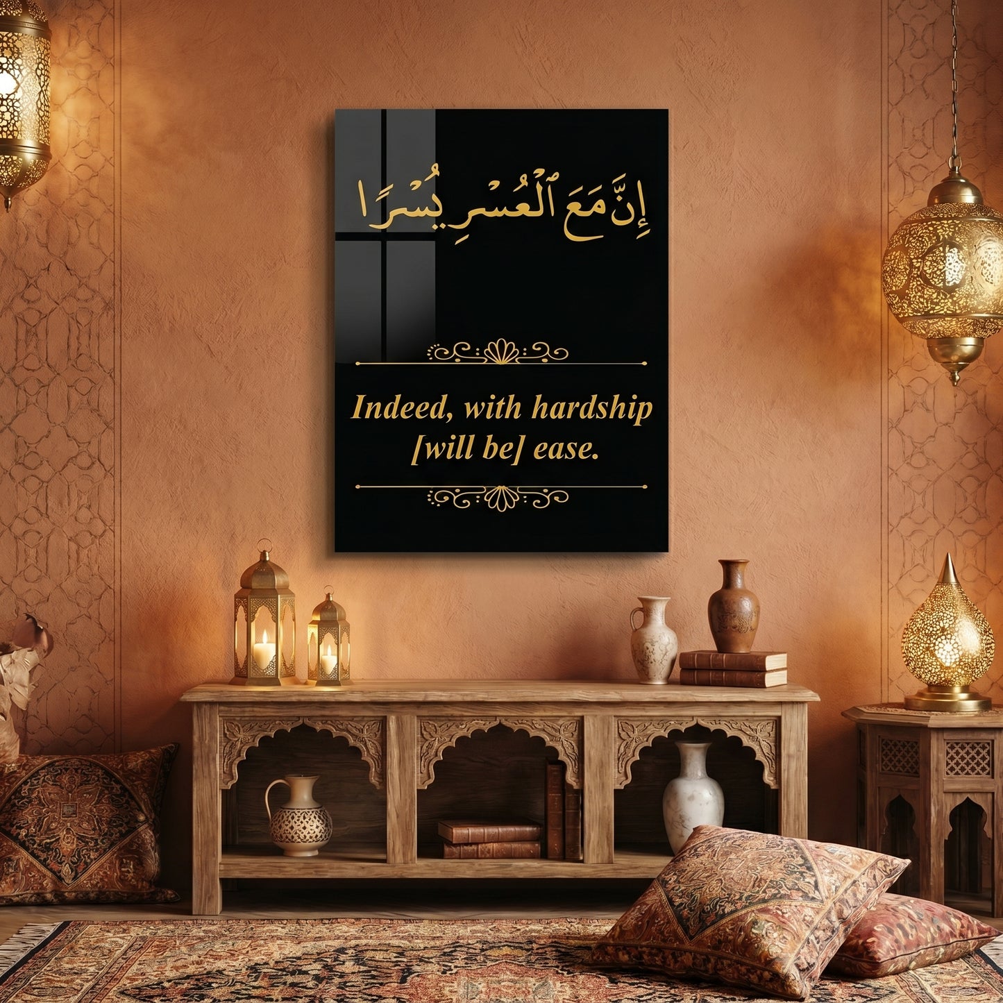 Premium Acrylic Islamic Wall Art – “Indeed, with hardship [will be] ease"